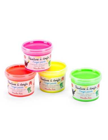 4 pots de peinture à doigts fluo Les...