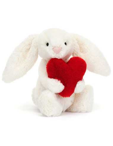 Petite peluche Lapin coeur rouge -...