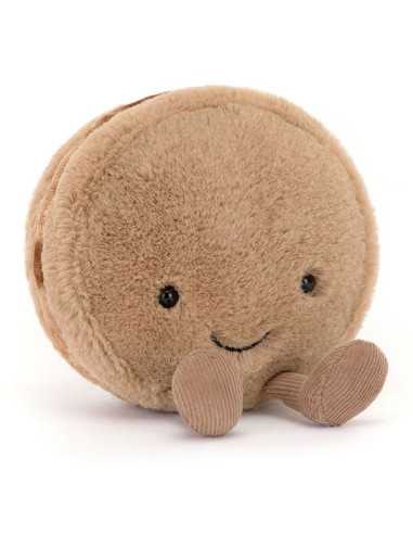 Peluche Mona le macaron au chocolat -...