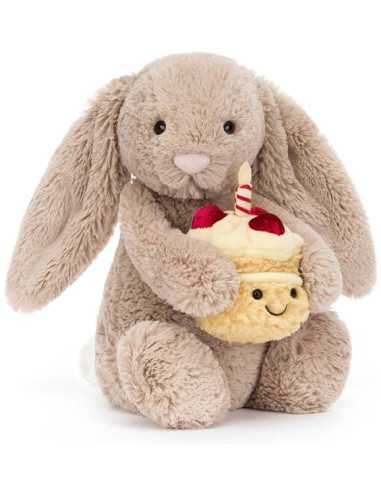 Peluche Lapin beige Anniversaire -...