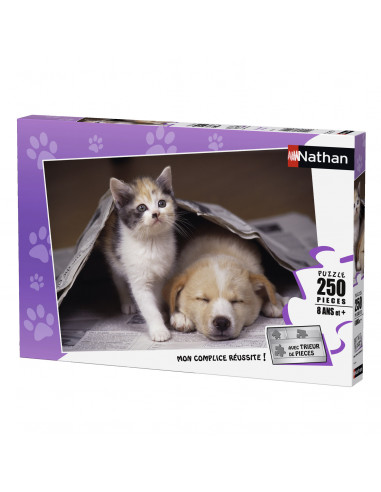 Puzzle 250 Pieces Nouvelles Du Jour Puzzle Chien Et Chat Nathan Lapouleapois Fr