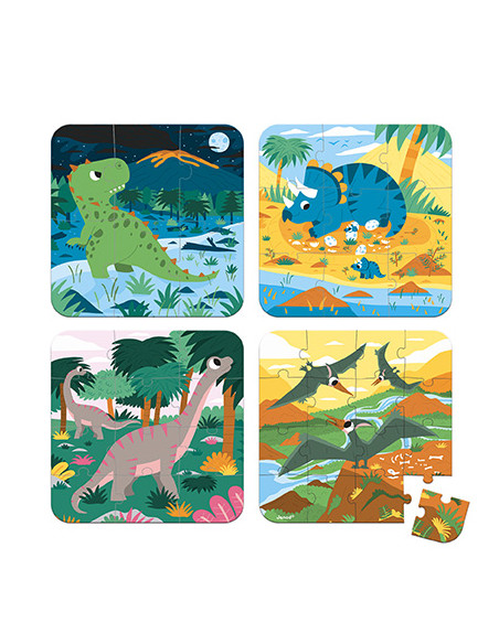 4 puzzles évolutifs dinosaures - Janod