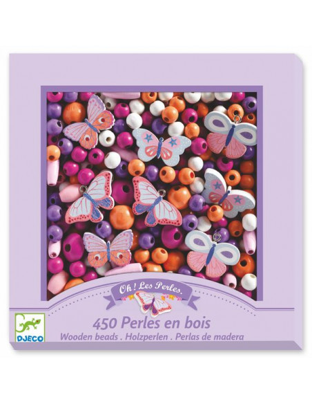 Loisirs Creatifs Djeco  450 Perles En Bois Feuilles Et Fleurs Djeco 9808  : Jouetsmusants