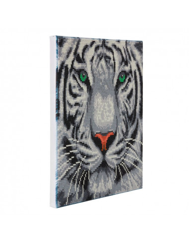 Tigre Des Neiges Kit Tableau Broderie Diamant 30x30cm Crystal Art