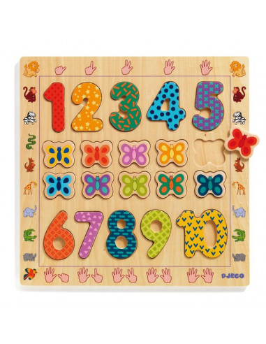 Puzzle chiffres classique en bois coloré