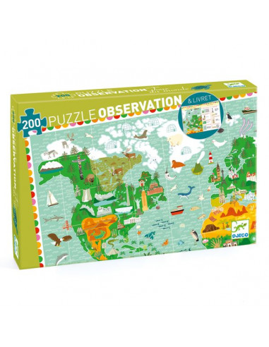 Puzzle d'observation Tour du monde 200 pièces - Djeco