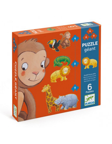 Puzzle géant Ouistiti & ses amis - jouet d'éveil - Djeco