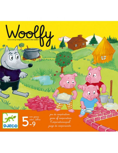 Jeu coopératif Woolfy - jeu des 3 petits cochons - Djeco - LaPouleAPois