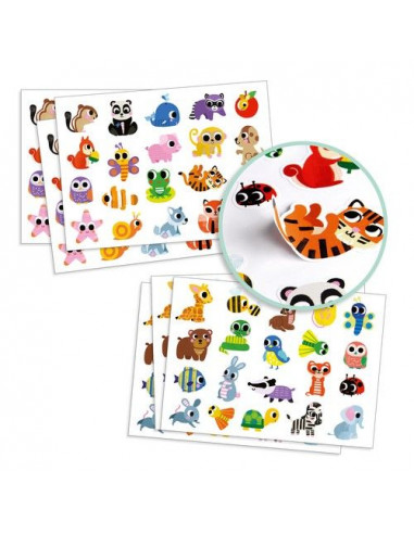 6 cartes + 100 stickers, Petites Bêtes, gommettes dès 2 ans