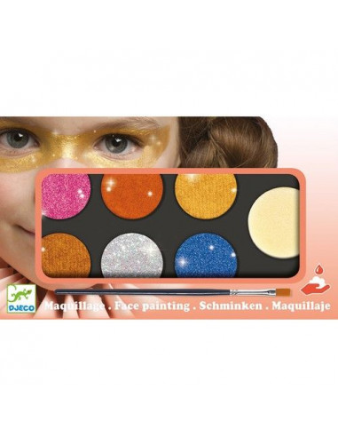 Palette Maquillage Enfant 20 Couleurs Peinture Visage avec Strass  Paillettes Eponge de Maquillage Pochoirs Pinceau pour Le Ma