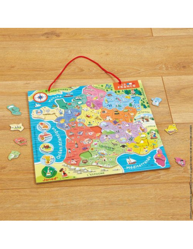 Puzzle carte du monde magnétique - jeu éducatif - Janod
