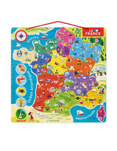 Puzzle carte de France magnétique - jeu éducatif - Janod 