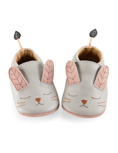 Chaussons cuir lapin gris Après la...