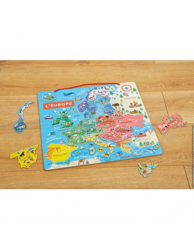 Puzzle carte d'Europe magnétique - jeu éducatif - Janod