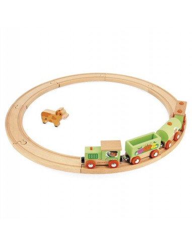 Jouet Hape Circuit en Huit de Petit Train en Bois 26 pièces - Jeu de  Construction pour Enfant de 3 ans et Plus - Jouet Compatible avec les  Circuits de