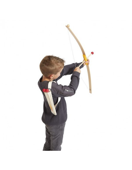 Small Foot 6743 Jeu de tir sport, set en bois, arc, 6 flèches et cible  inclus, à partir de 6 ans jouets pour l'extérieur