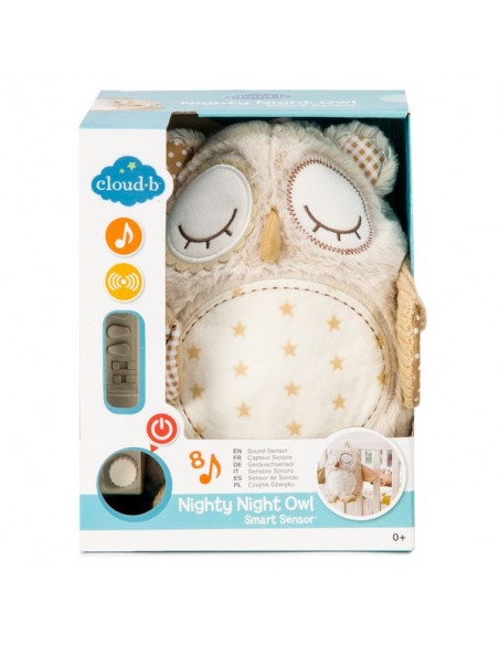 Veilleuse doudou chouette Nighty Night Owl dormeuse berceuse Cloud B pour  enfant dès la naissance - Oxybul éveil et jeux