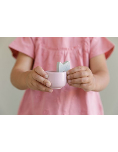 Service à thé pour petites filles, kit de jeu en bois pour jeux de rôle,  jouet de cuisine avec théière, tasses à thé, cuillères, cadeaux  d'anniversaire pour filles et garçons : 