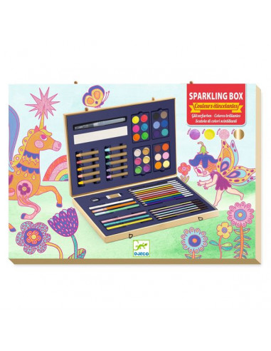 Boite de couleurs enfant 3-6 ans : crayons couleurs, feutres lavables,  pastel - Mallette coloriage, dessin - Set coffret artiste et carte