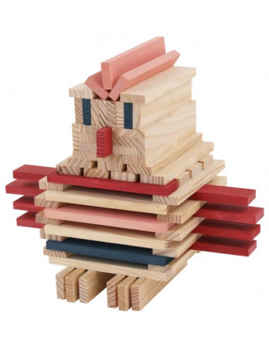 KAPLA Jeu de briques enfant bois rose/rouge/bleu foncé, 120 pièces