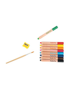 Pot à crayons animaux de la jungle avec 12 crayons de couleur
