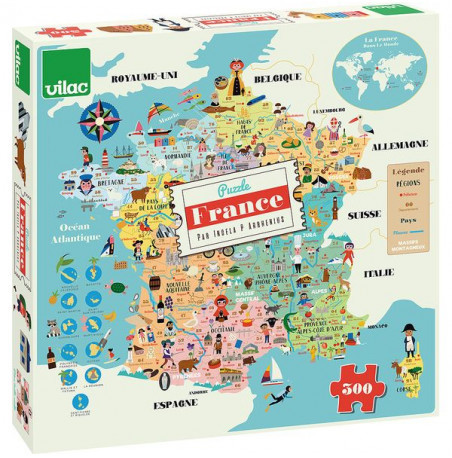 Puzzle géographique (en anglais)- L'Asie (50 pièces) pour enfants 4 an – La  Compagnie des Cartes - Le voyage et la randonnée