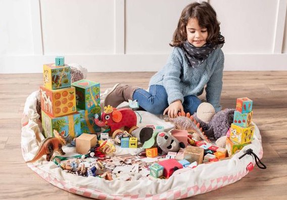 Rangement de jouets pour enfants avec tiroirs en tissu et sac d